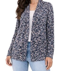 Yessica C&A Womens Space Dye Open Front Knit Cardigan Navy Pink White Size M
